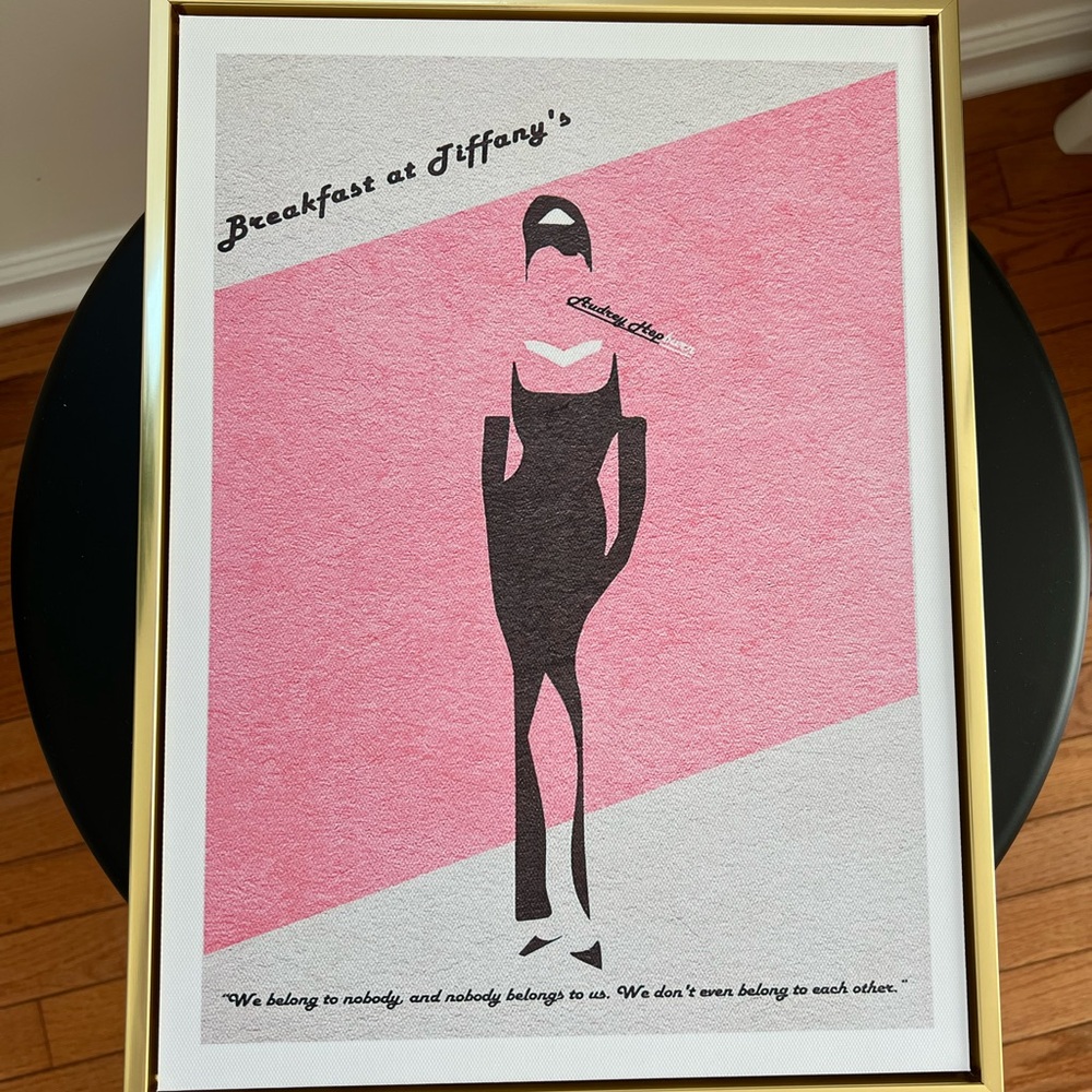 11.5” x 15.5” Breakfast at Tiffany’s Minimalist Art Print with Gold Frame